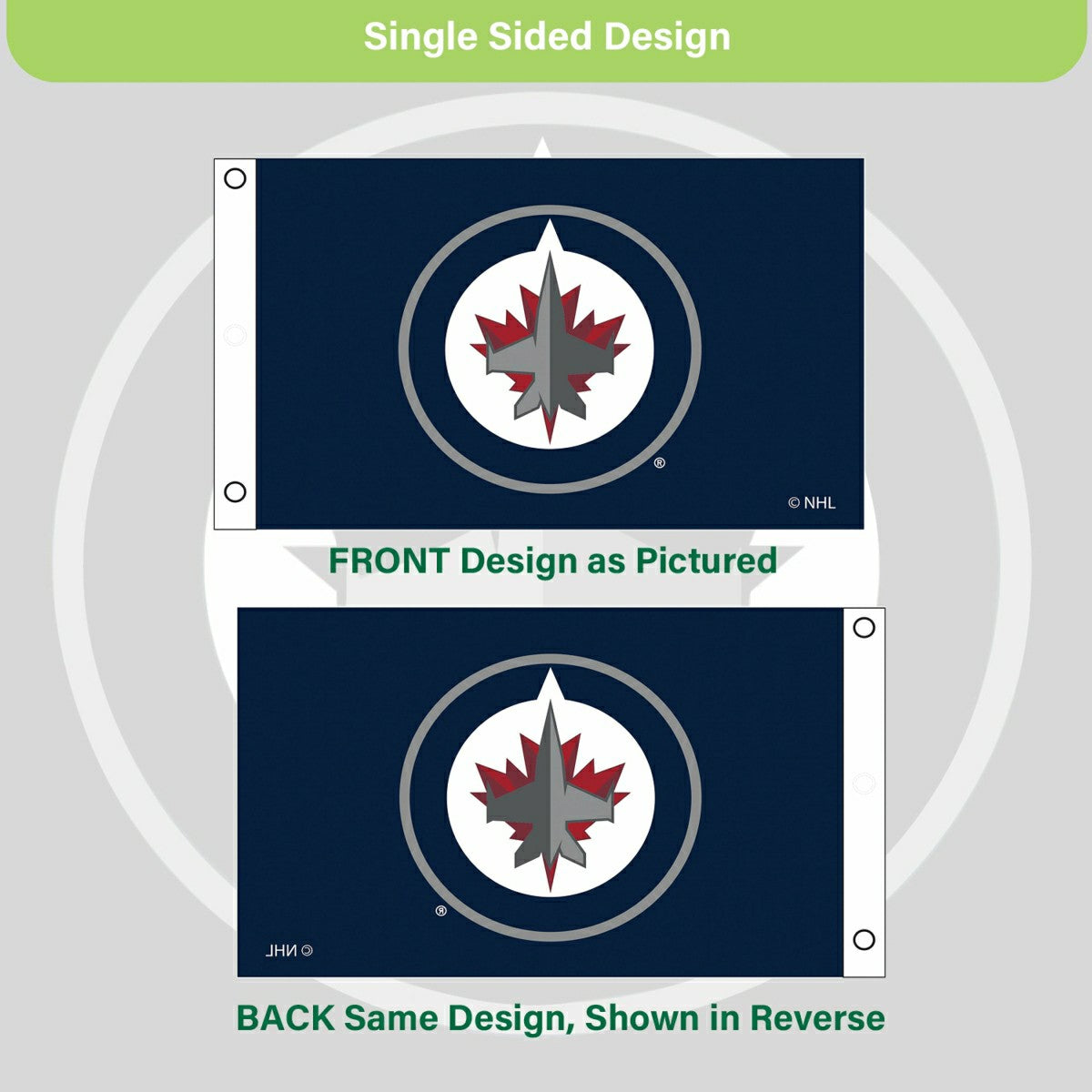 Winnipeg Jets Single Sided Flag w/ 2 Grommets, 3'x5', NHL, Home