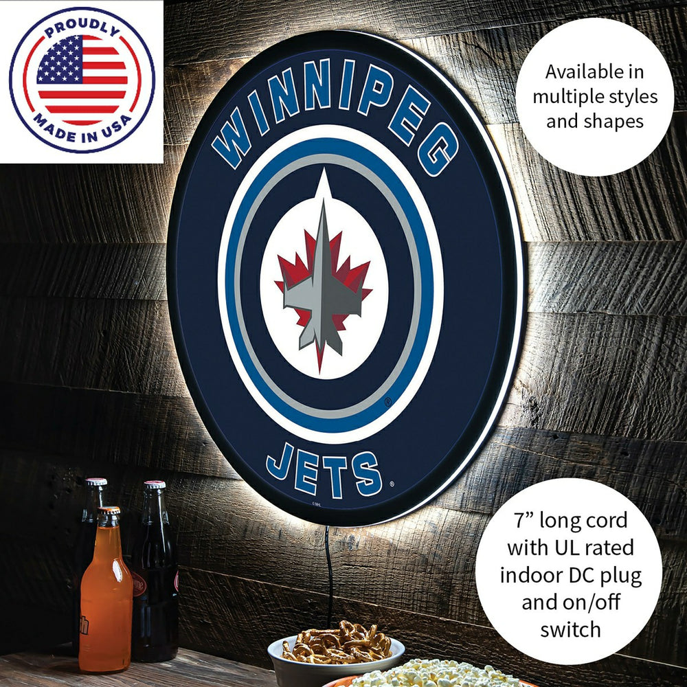 LED Wall Decor, Round, Winnipeg Jets, NHL, Home