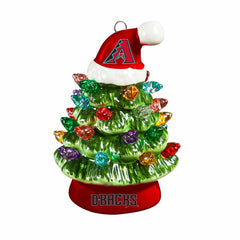 Arizona Diamondbacks 4" Mini LED Tabletop Christmas Tree, Set of 2, MLB, Home