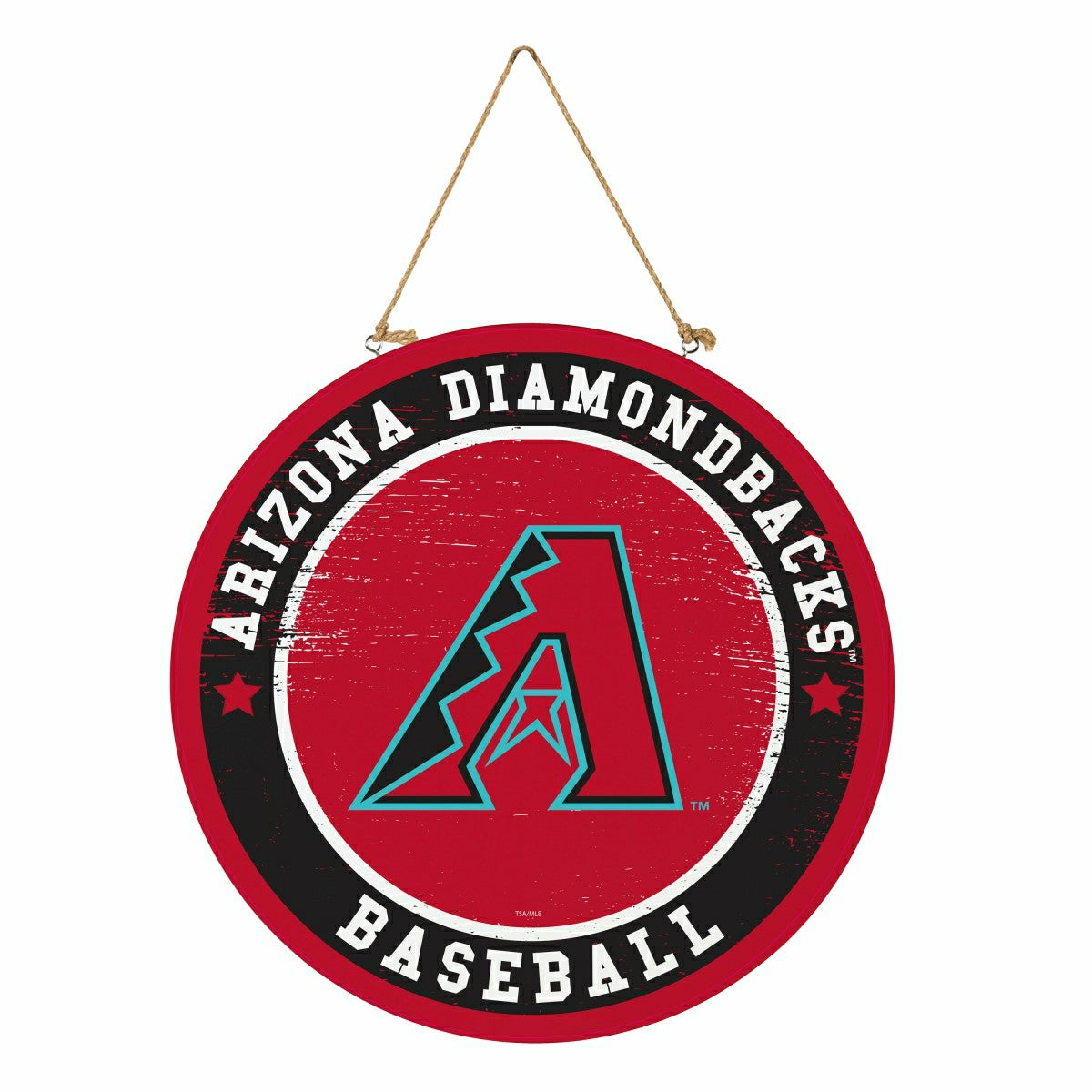Arizona Diamondbacks Round Door Décor with Hanging Rope, 18x18, MLB, Home