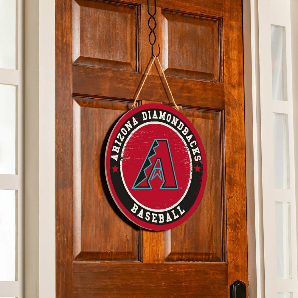 Arizona Diamondbacks Round Door Décor with Hanging Rope, 18x18, MLB, Home
