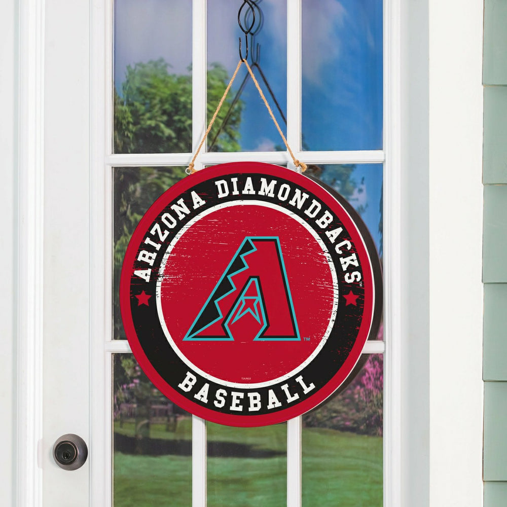Arizona Diamondbacks Round Door Décor with Hanging Rope, 18x18, MLB, Home