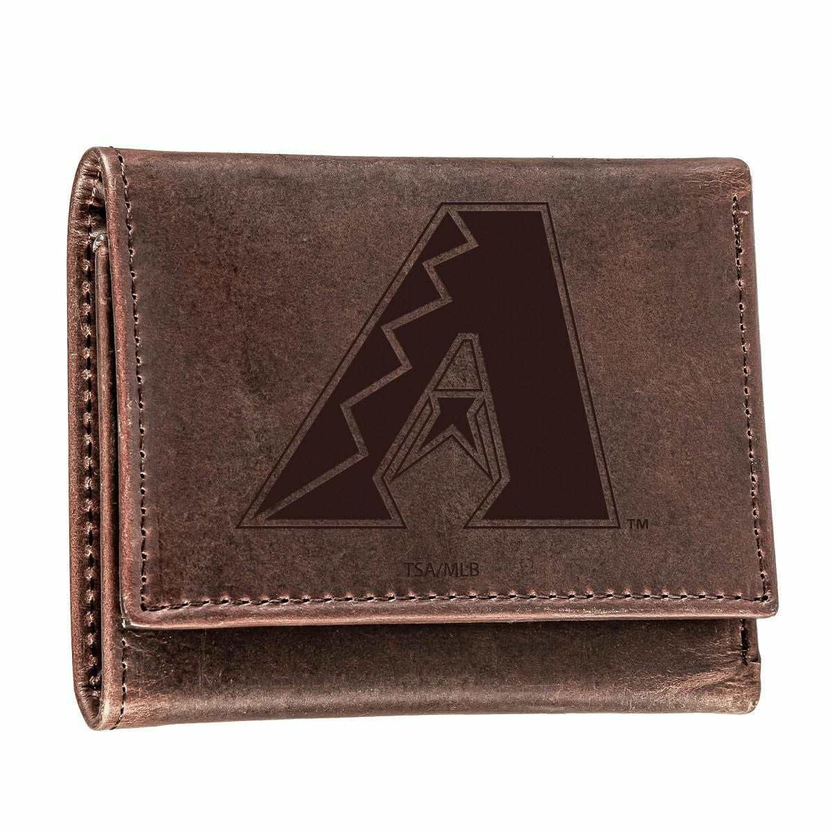 Arizona Diamondbacks Tri-Fold Wallet Brown 100% Genuine Leather, MLB, Home