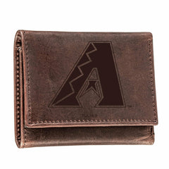 Arizona Diamondbacks Tri-Fold Wallet Brown 100% Genuine Leather, MLB, Home