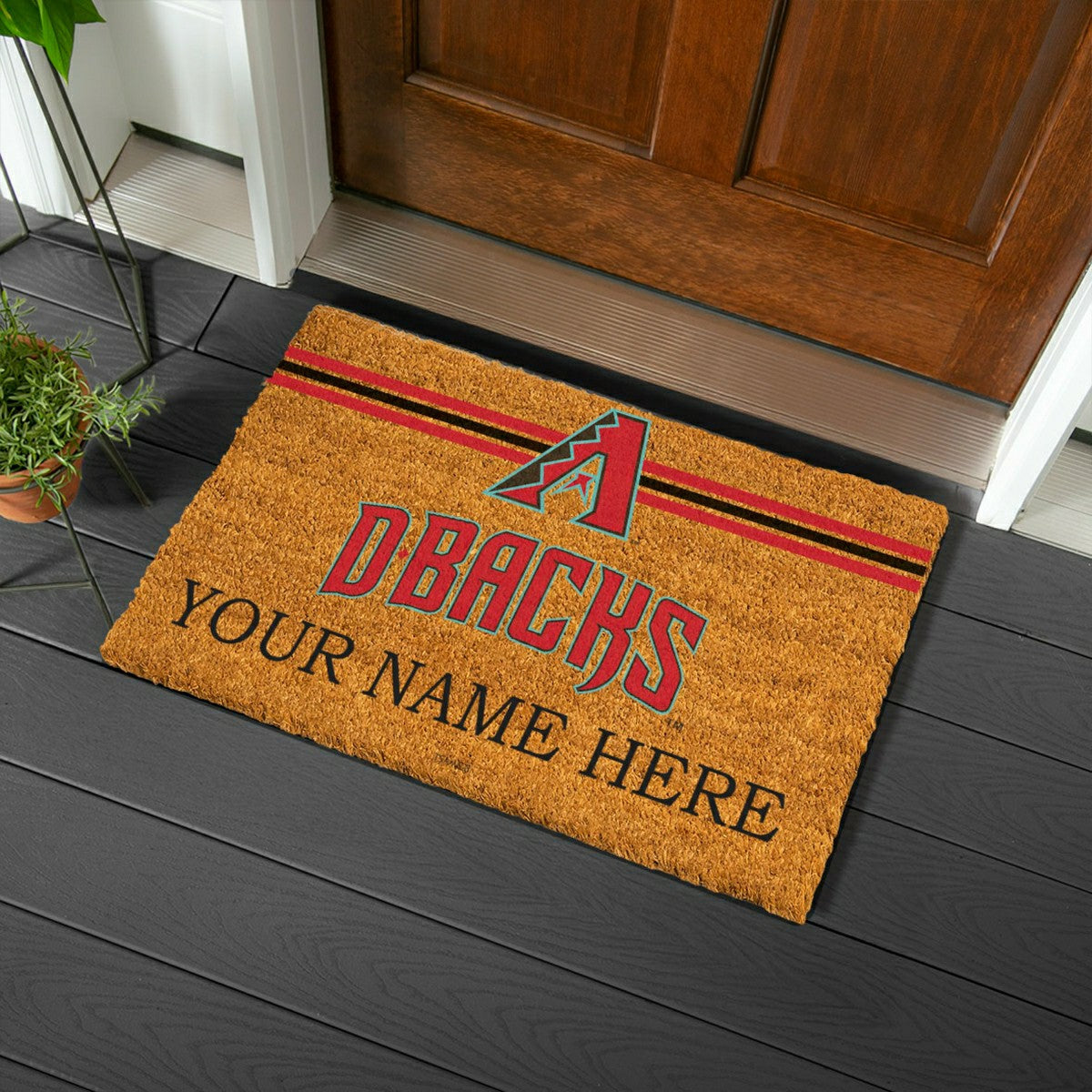 Arizona Diamondbacks Personalized Mat, Natural Coir with Color Logo, 3, MLB