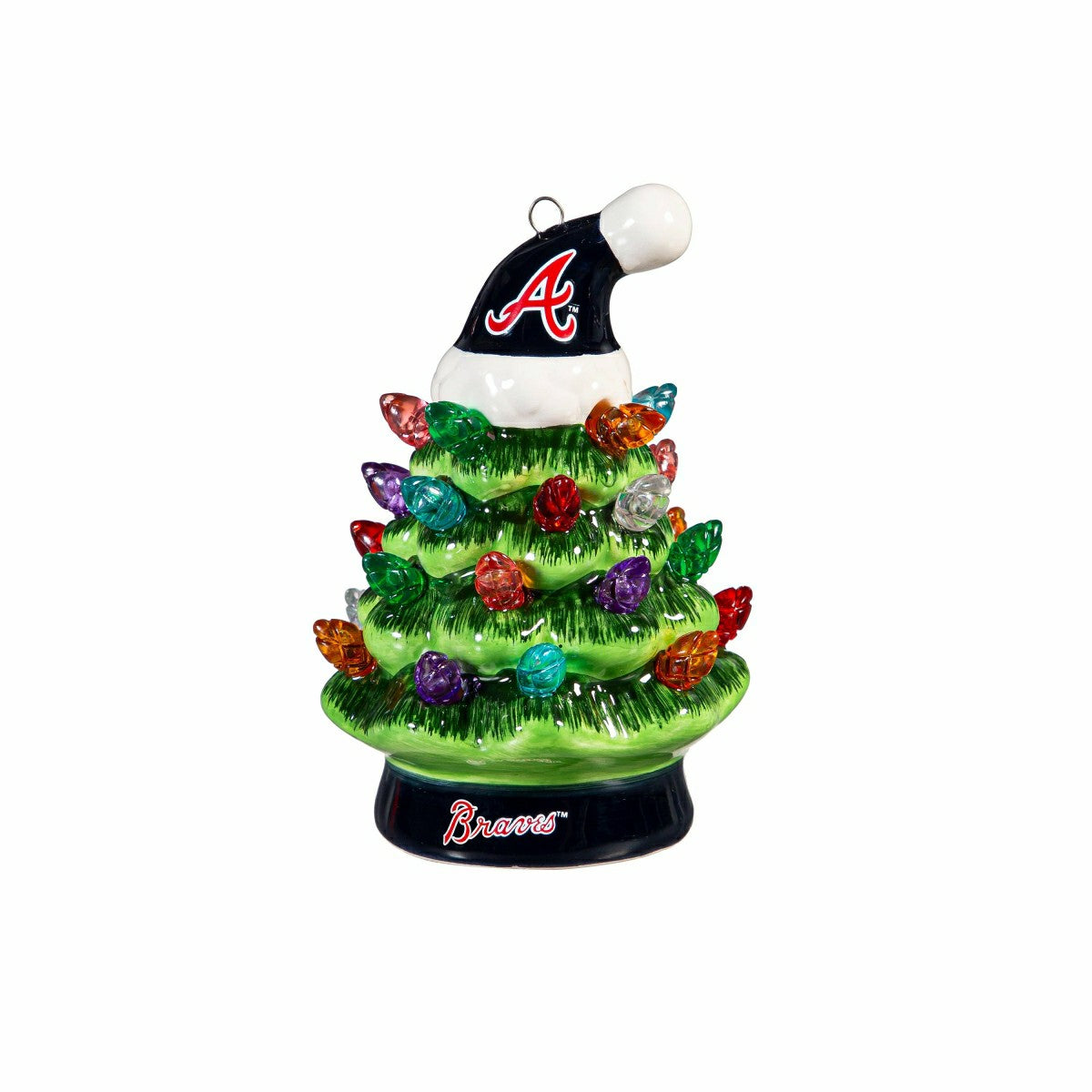 Atlanta Braves 4" Mini LED Tabletop Christmas Tree, Set of 2, MLB, Home