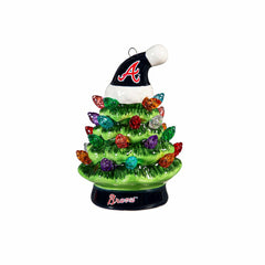 Atlanta Braves 4" Mini LED Tabletop Christmas Tree, Set of 2, MLB, Home