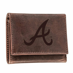 Atlanta Braves Tri-Fold Wallet Brown 100% Genuine Leather, MLB, Home