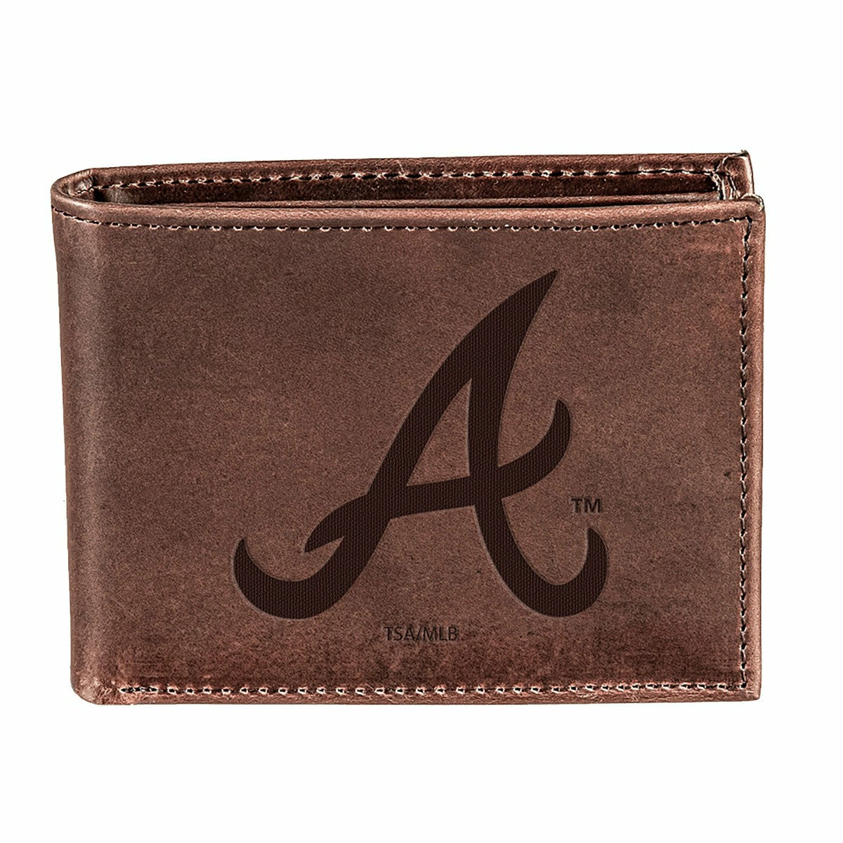 Atlanta Braves Bi-Fold Wallet Brown 100% Genuine Leather, MLB, Home