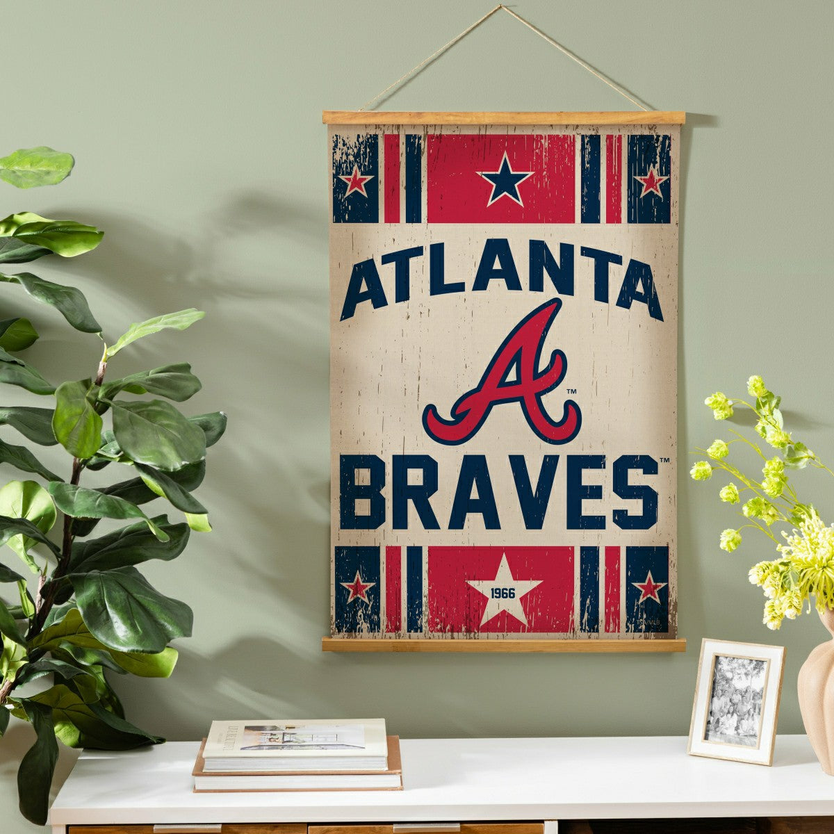 Atlanta Braves, Canvas Wall Tapestry, Medium, 36x24, MLB, Home