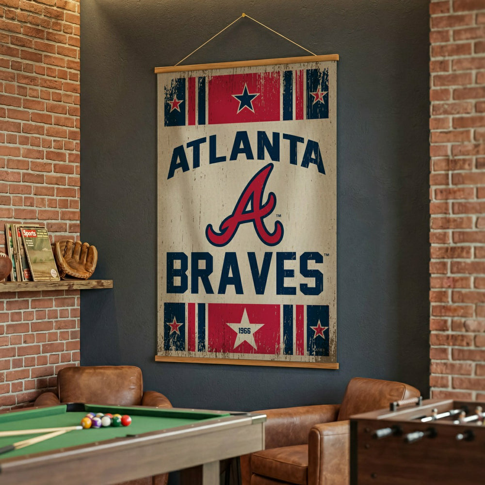 Atlanta Braves, Canvas Wall Tapestry, Large, 54x36, MLB, Home