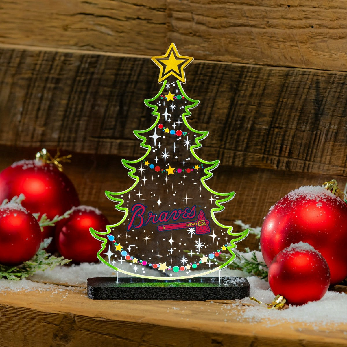 Atlanta Braves Baseball Holiday Tree Desklite LED Decor, MLB, Home