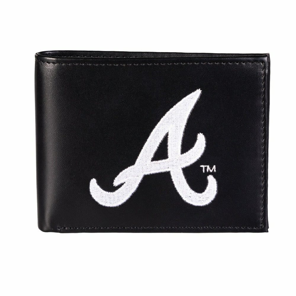 Atlanta Braves Black Bi-Fold Embroidered Wallet w/ RFID Blocking, MLB, Home
