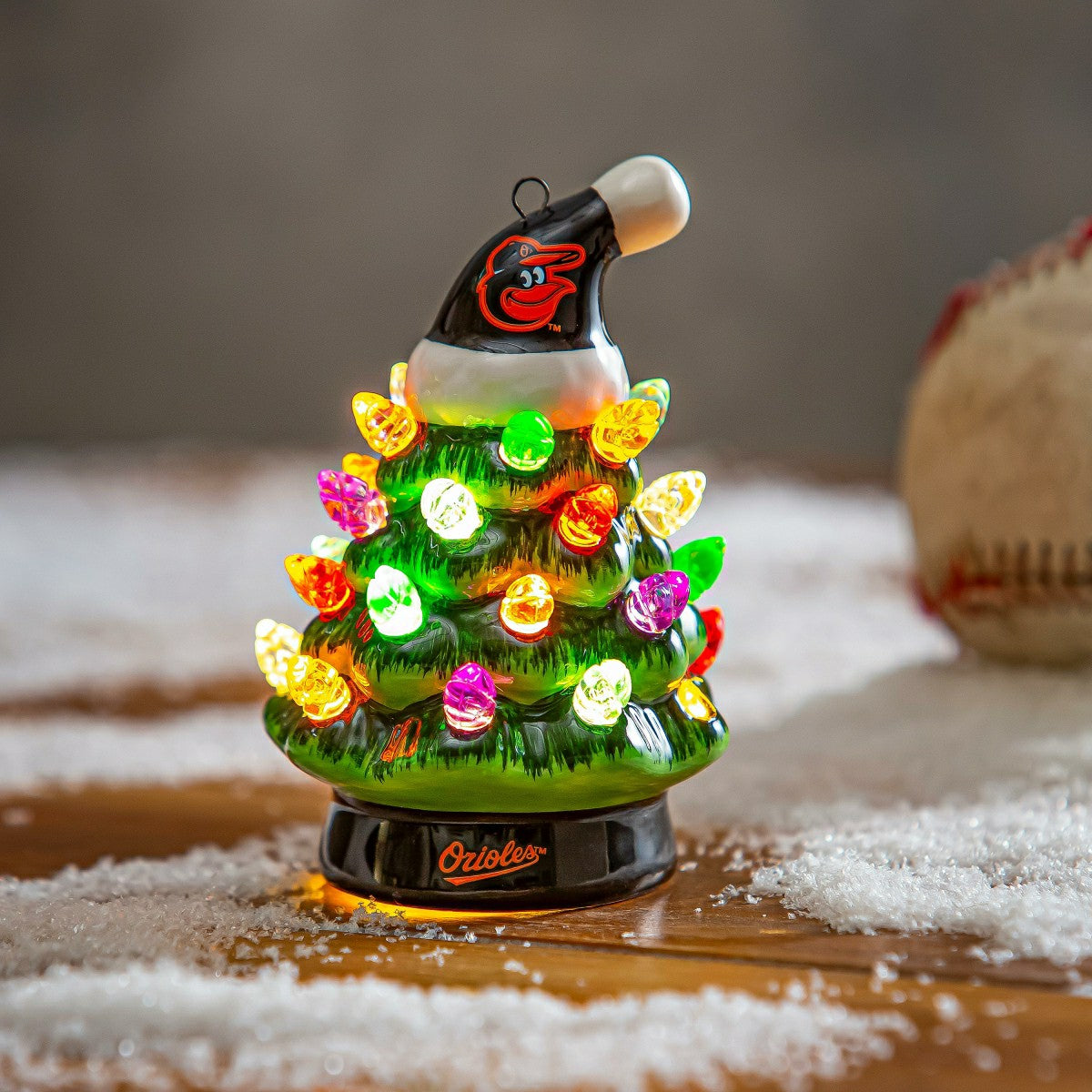 Baltimore Orioles 4" Mini LED Tabletop Christmas Tree, Set of 2, MLB, Home