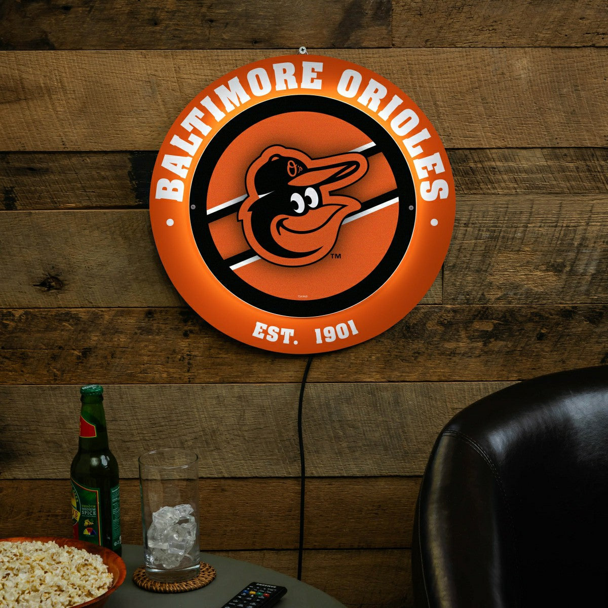Baltimore Orioles, Metal Lite, Round, MLB
