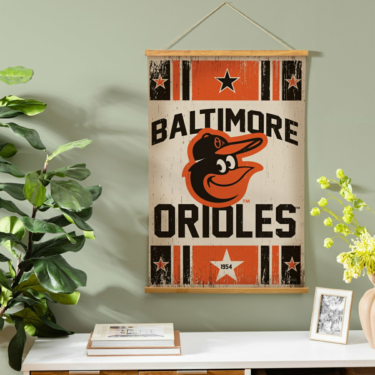 Baltimore Orioles, Canvas Wall Tapestry, Medium, 36x24, MLB, Home