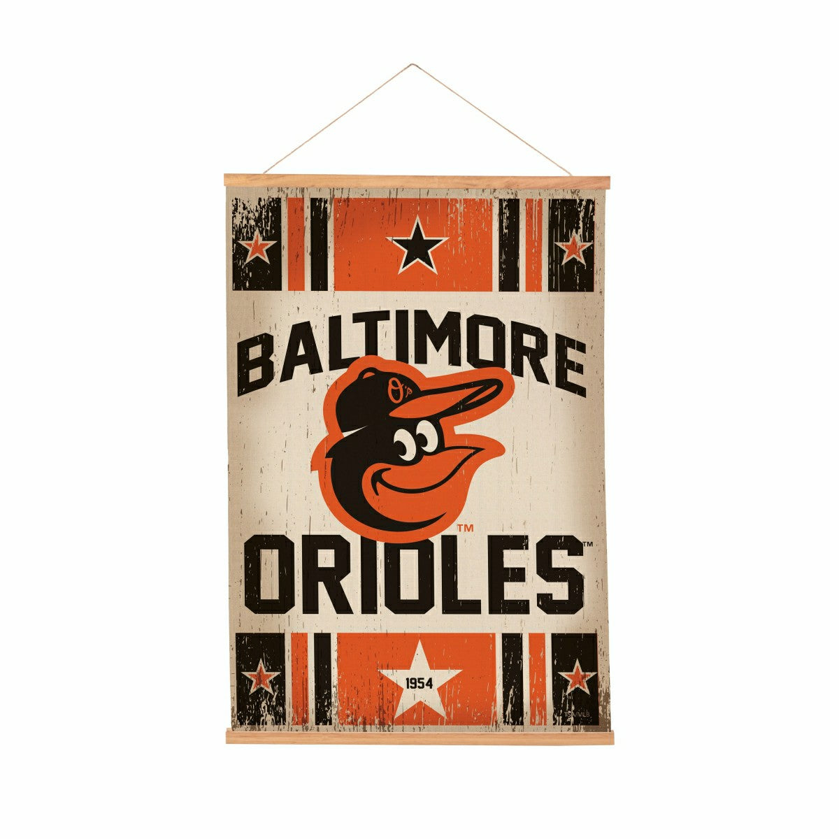 Baltimore Orioles, Canvas Wall Tapestry, Medium, 36x24, MLB, Home