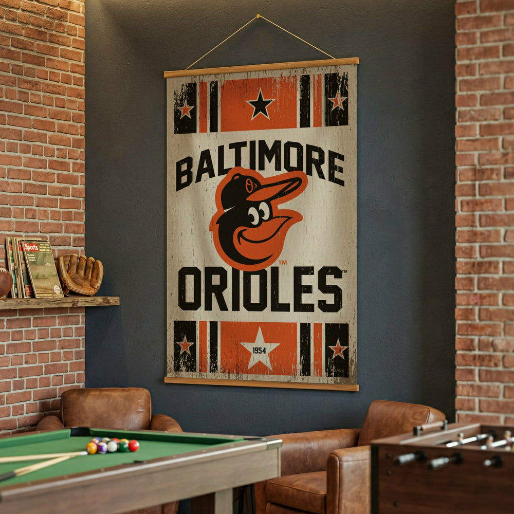 Baltimore Orioles, Canvas Wall Tapestry, Large, 54x36, MLB, Home