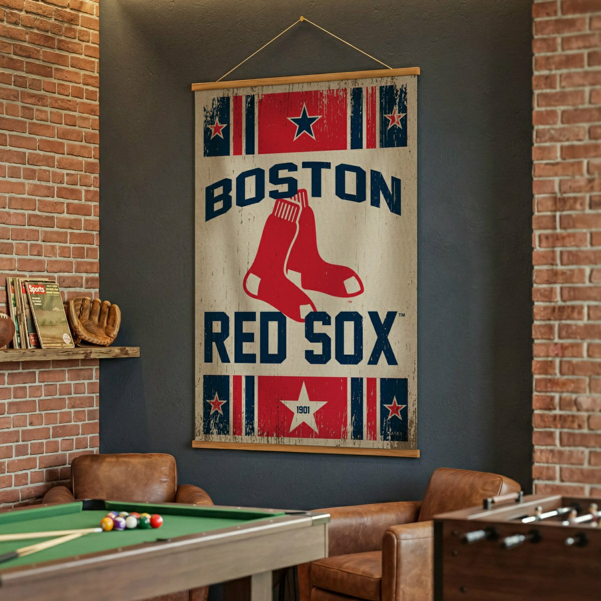 Boston Red Sox, Canvas Wall Tapestry, Large, 54x36, MLB, Home