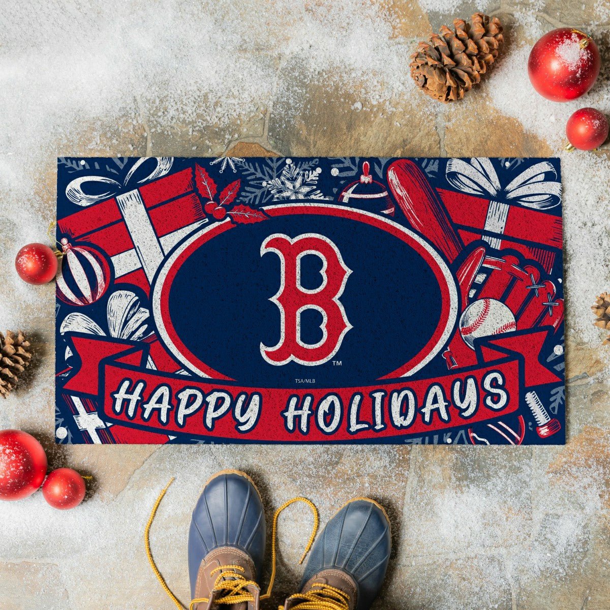 Boston Red Sox Holiday PVC Mat, 28"x16", MLB