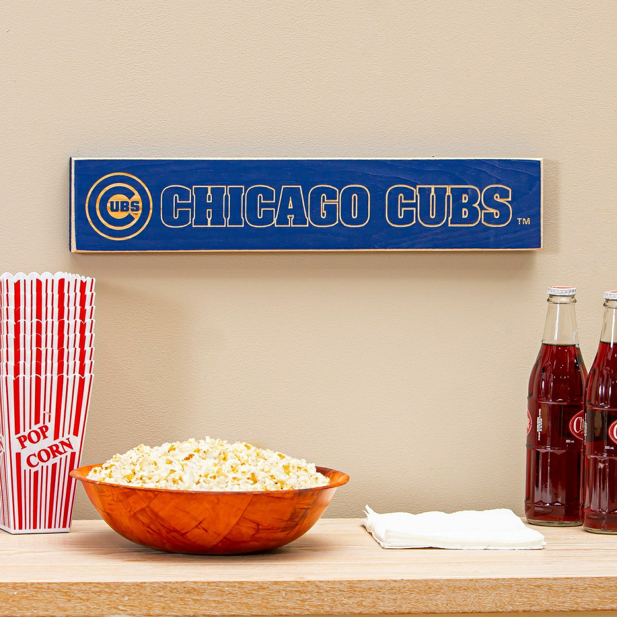 Chicago Cubs Engraved Wood Sign, 3.5" x 18", MLB, Home