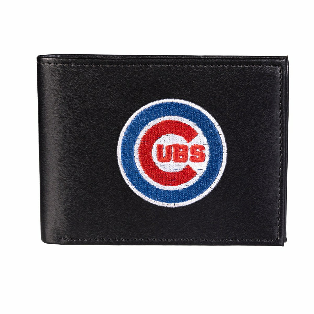 Chicago Cubs Black Bi-Fold Embroidered Wallet w/ RFID Blocking, MLB, Home