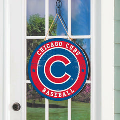 Chicago Cubs Round Door Décor with Hanging Rope, 18x18, MLB, Home