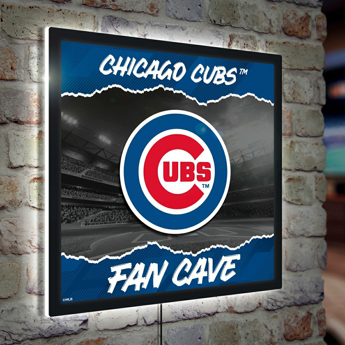 Chicago Cubs 23"H x 23"L LED Wall Decor, Edgelite, Square, MLB, Home