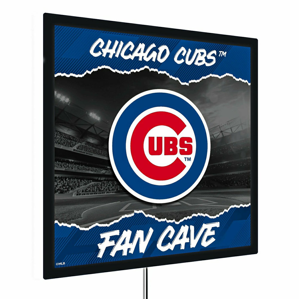 Chicago Cubs 23"H x 23"L LED Wall Decor, Edgelite, Square, MLB, Home