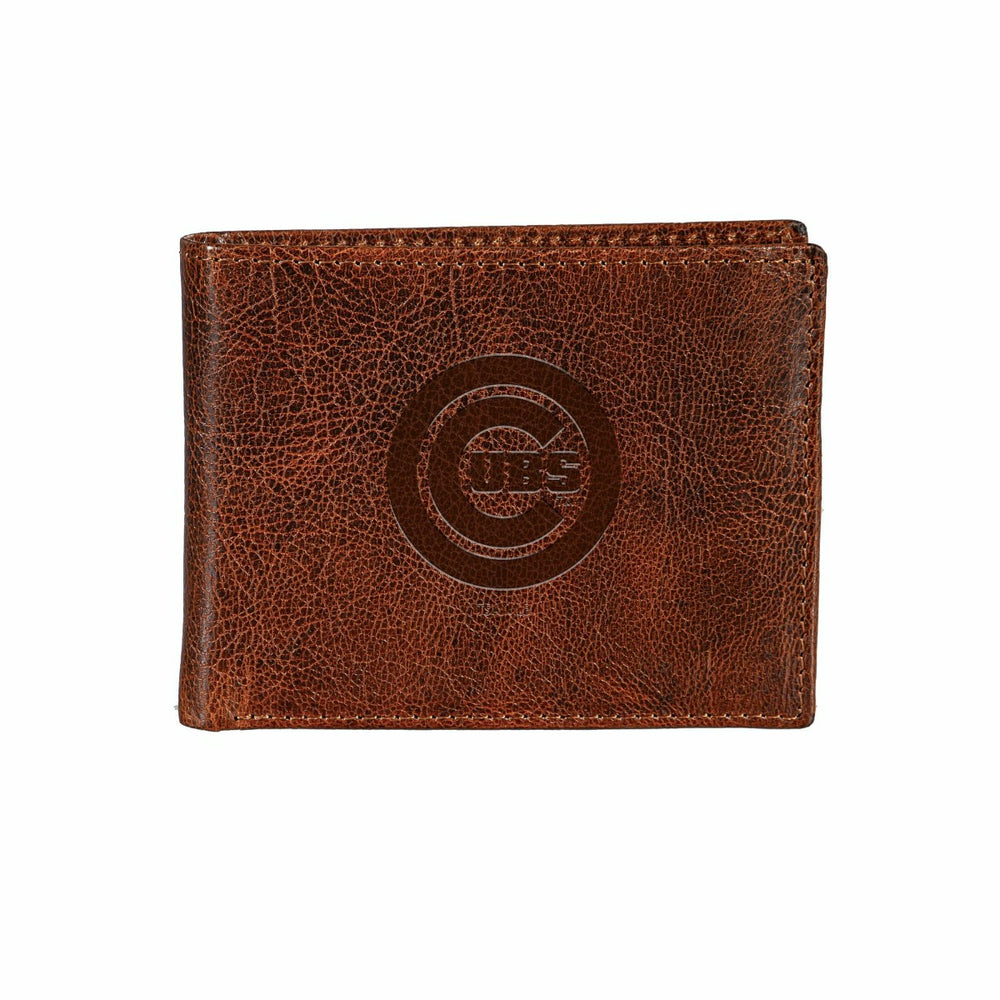 Chicago Cubs, Embossed 100% Genuine Tumbled Leather Passcase Bi-Fold W, MLB, Home