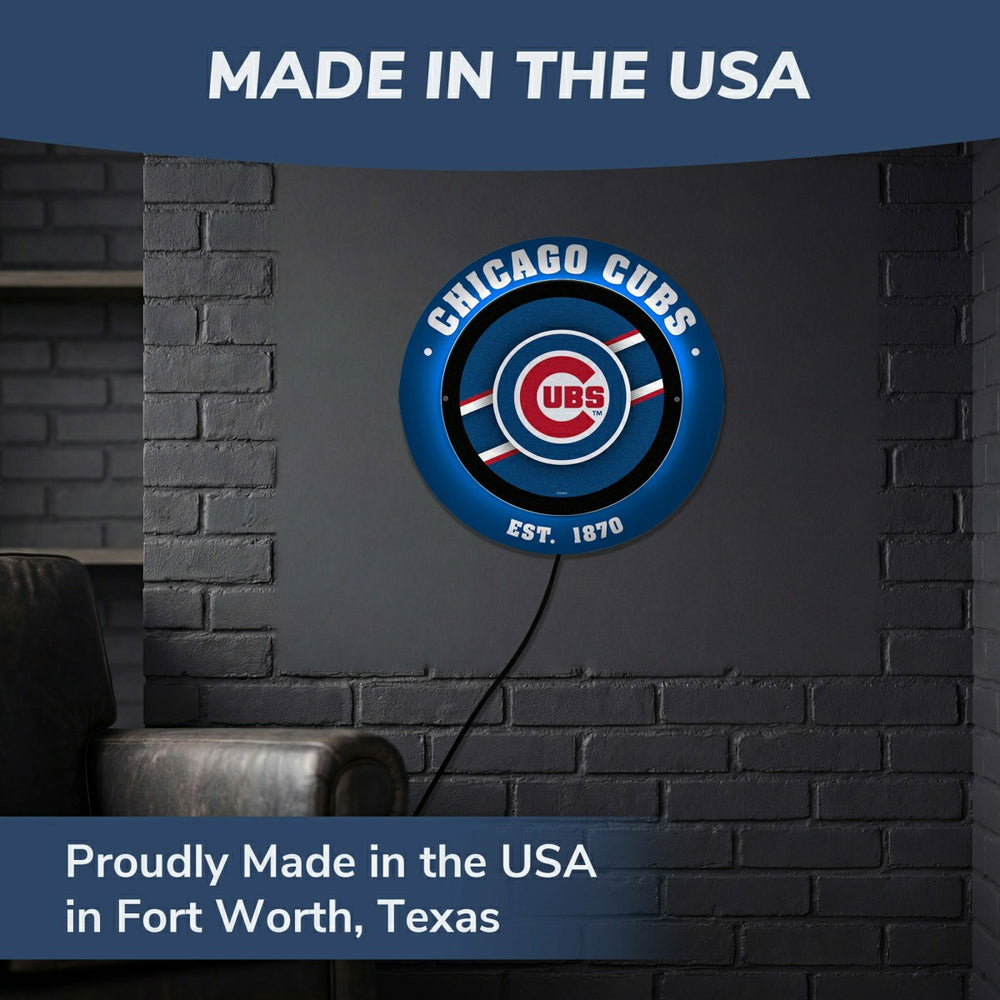 Chicago Cubs, Metal Lite, Round, MLB