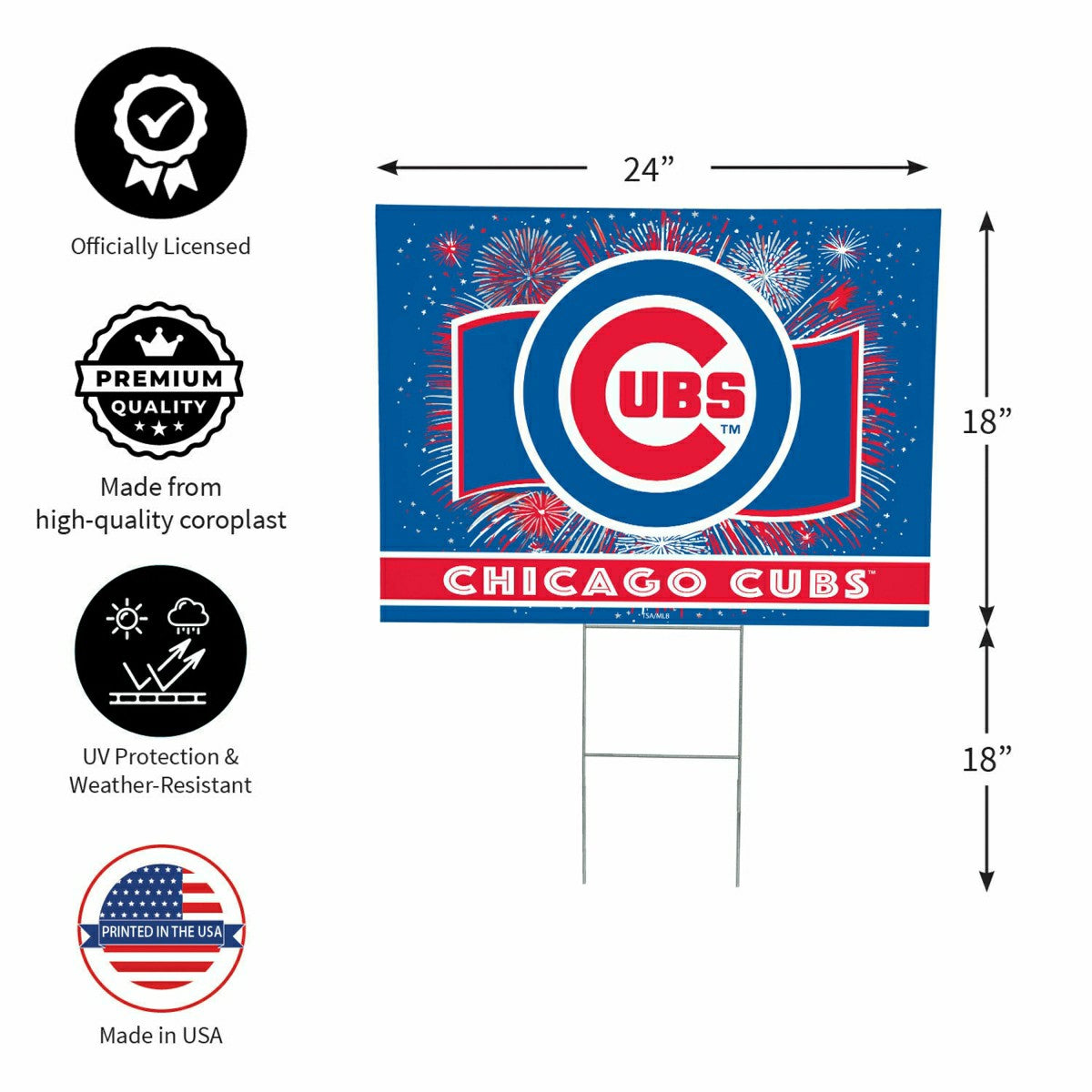 Chicago Cubs Yard Sign, Patriotic, MLB, Home