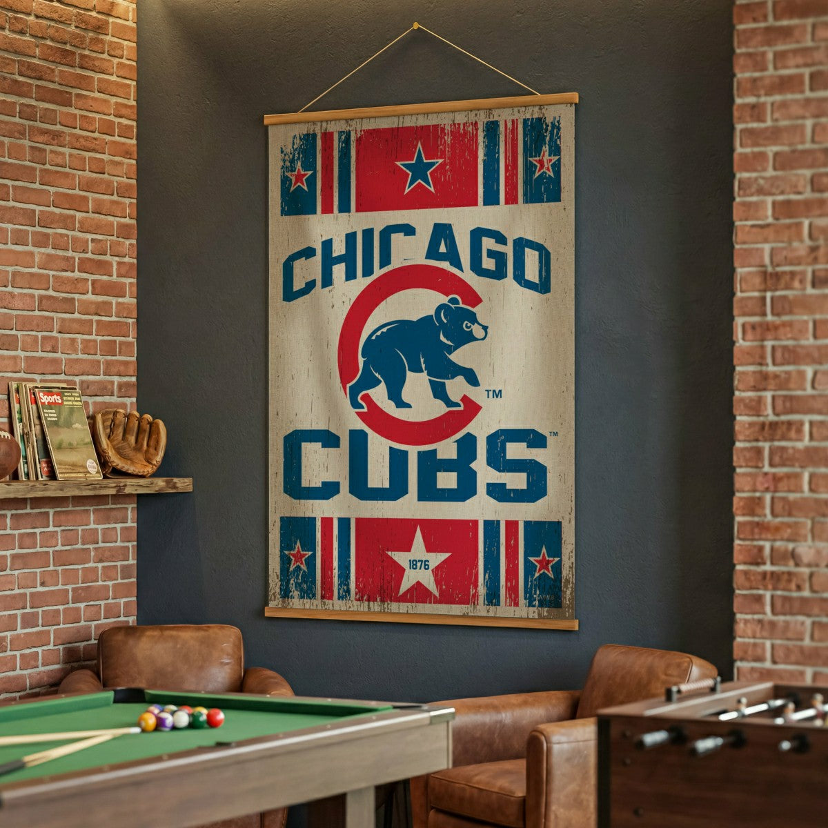 Chicago Cubs, Canvas Wall Tapestry, Large, 54x36, MLB, Home