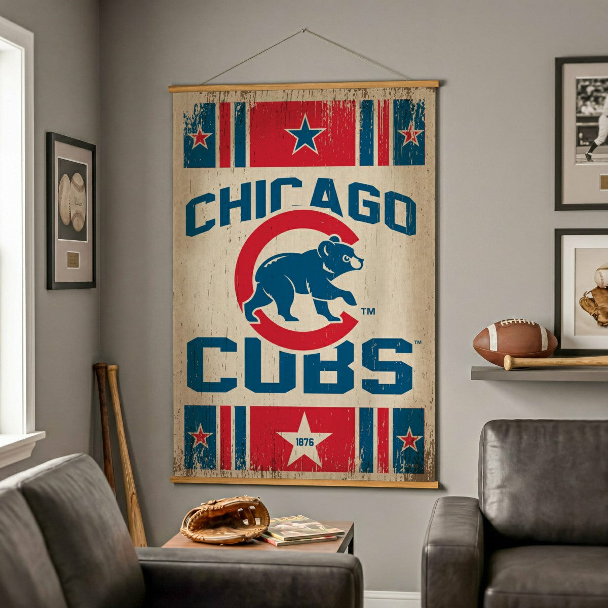 Chicago Cubs, Canvas Wall Tapestry, Large, 54x36, MLB, Home