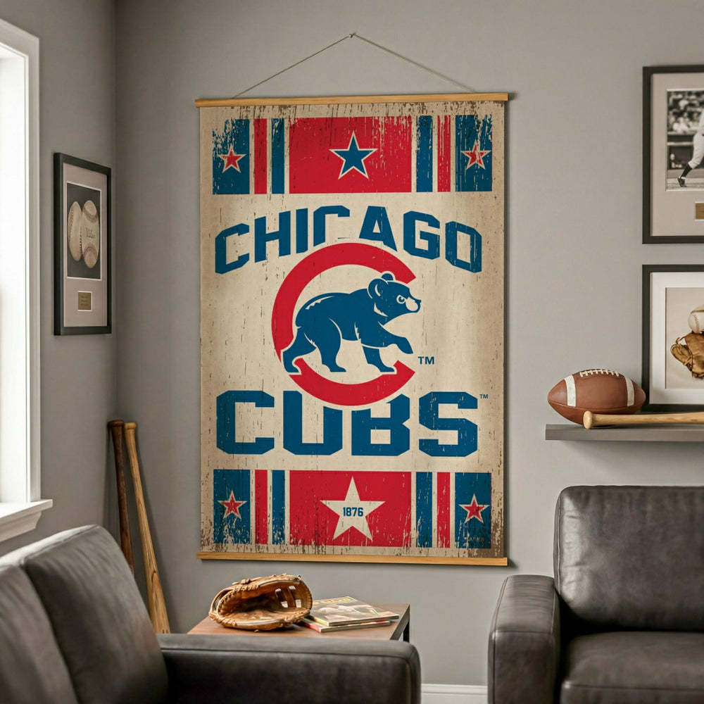 Chicago Cubs, Canvas Wall Tapestry, Large, 54x36, MLB, Home