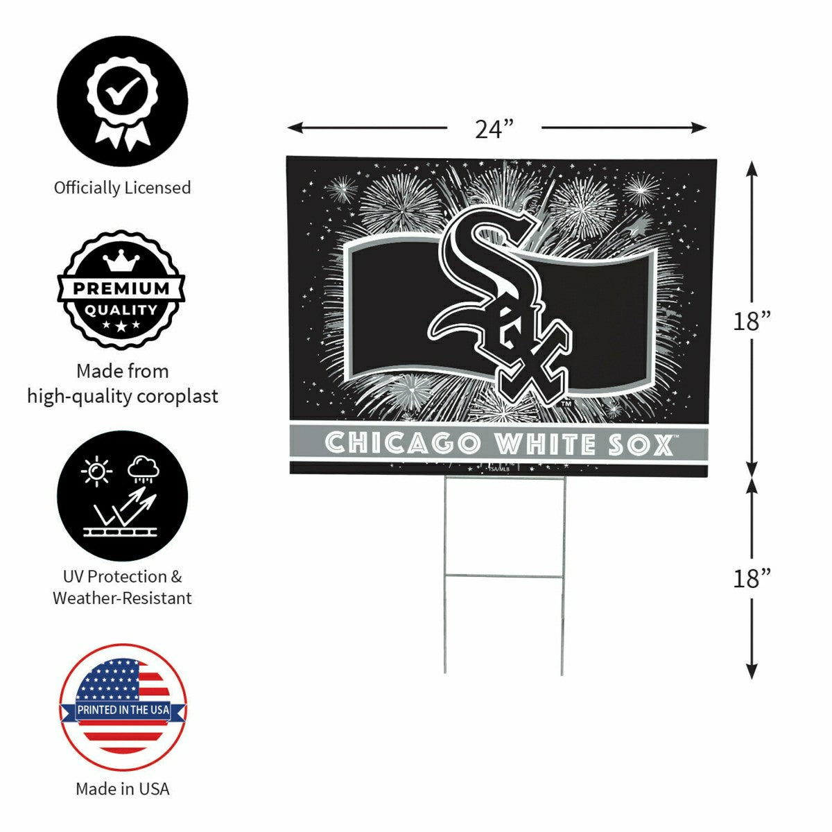 Chicago White Sox Yard Sign, Patriotic, MLB, Home