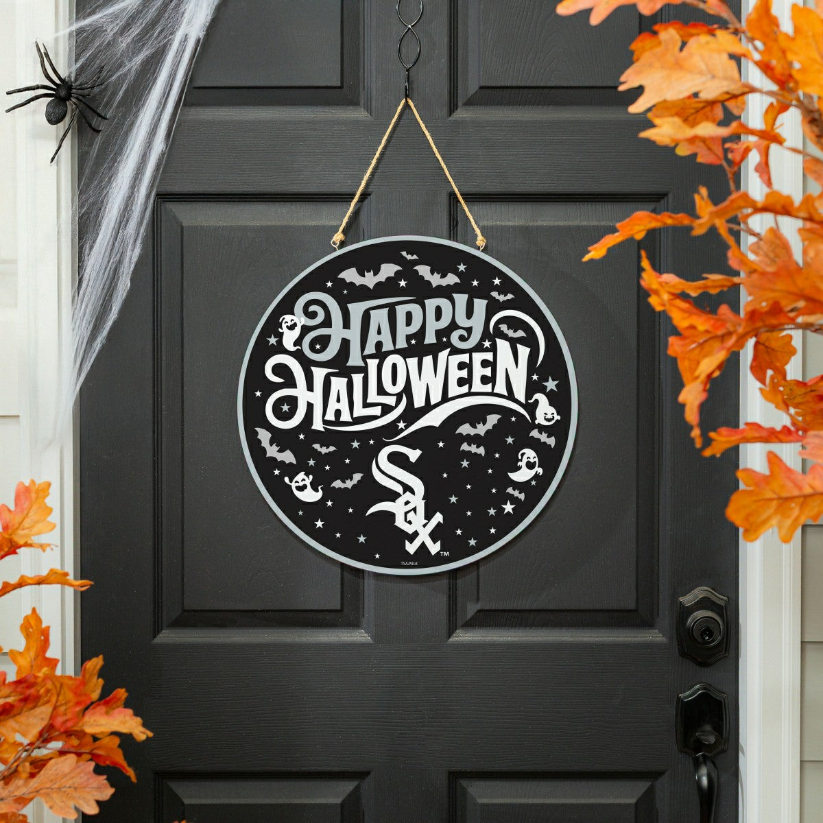 Chicago White Sox Halloween Round Door Décor with Hanging Rope, 18x18, MLB, Home
