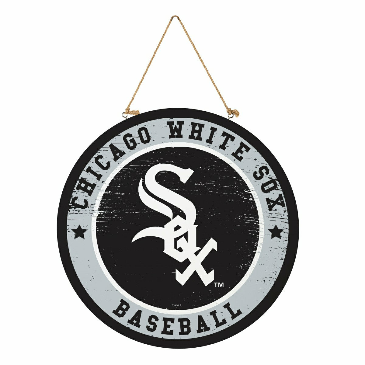 Chicago White Sox Round Door Décor with Hanging Rope, 18x18, MLB, Home