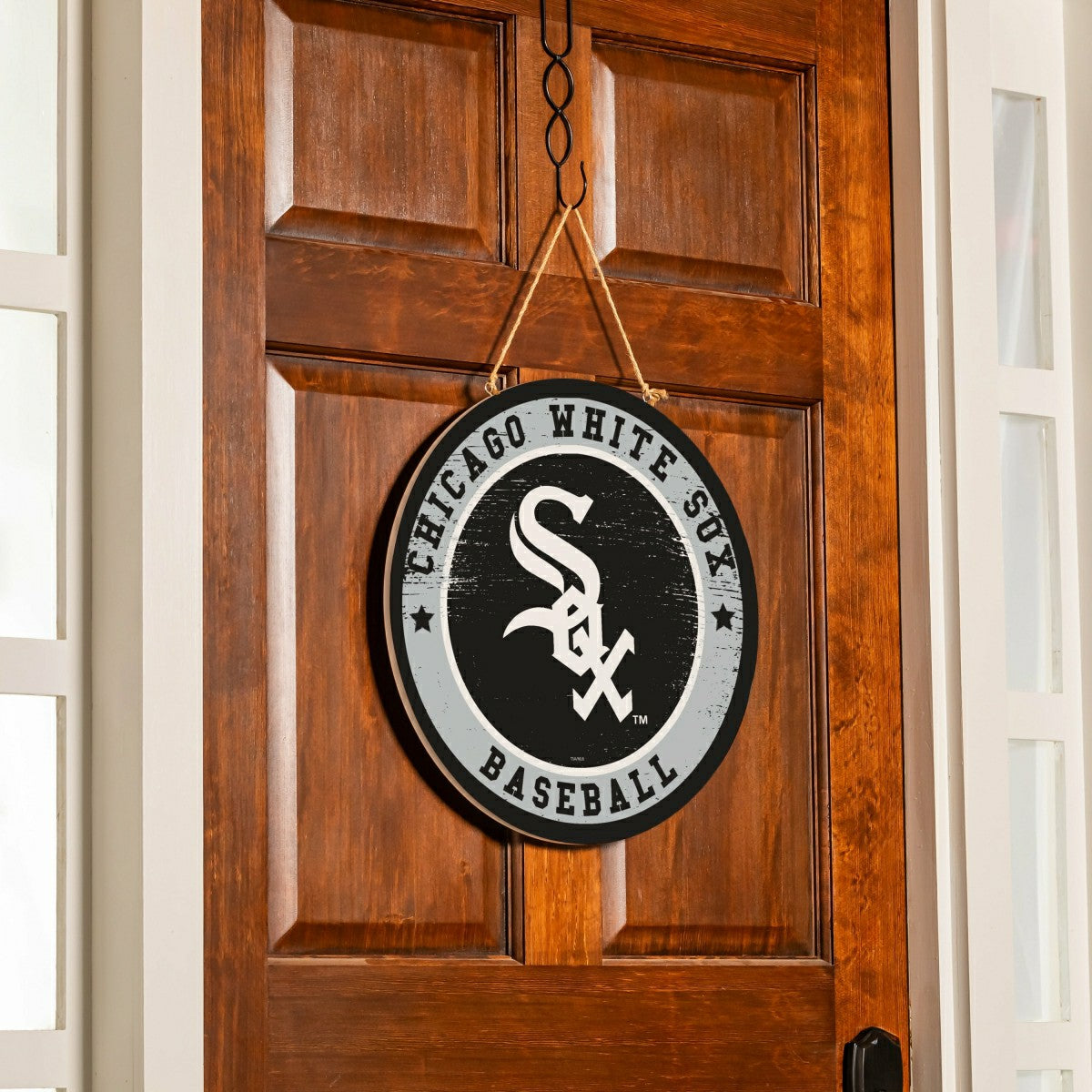 Chicago White Sox Round Door Décor with Hanging Rope, 18x18, MLB, Home