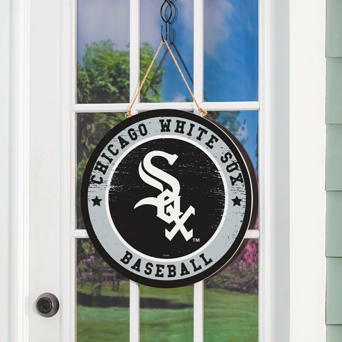 Chicago White Sox Round Door Décor with Hanging Rope, 18x18, MLB, Home