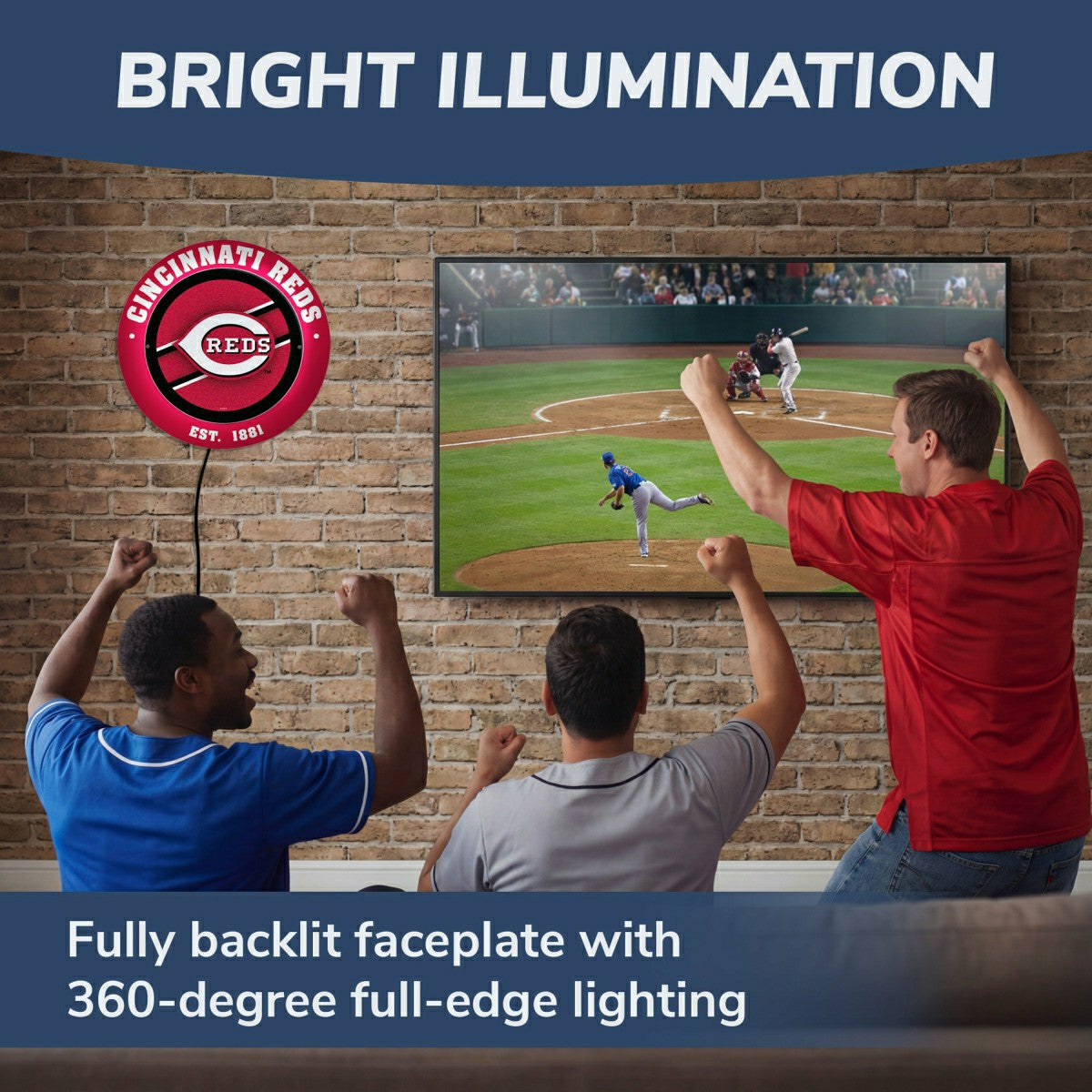 Cincinnati Reds, Metal Lite, Round, MLB