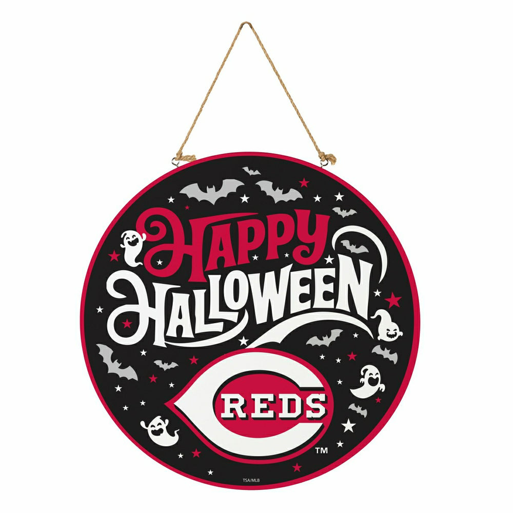 Cincinnati Reds Halloween Round Door Décor with Hanging Rope, 18x18, MLB, Home