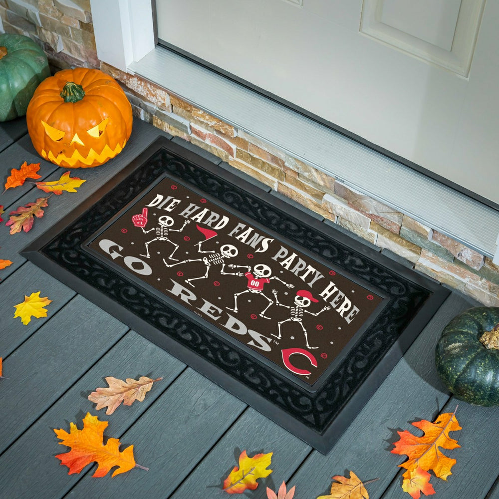 Cincinnati Reds Flocked Coir Halloween Sassafras Switch Mat, 22"x10", MLB