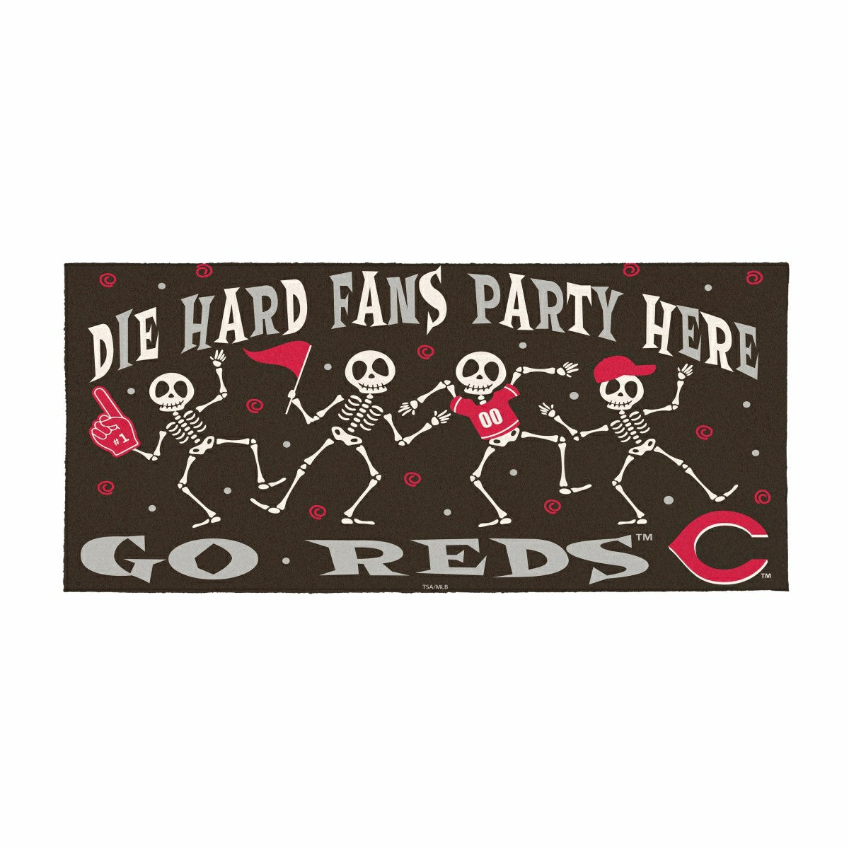 Cincinnati Reds Flocked Coir Halloween Sassafras Switch Mat, 22"x10", MLB
