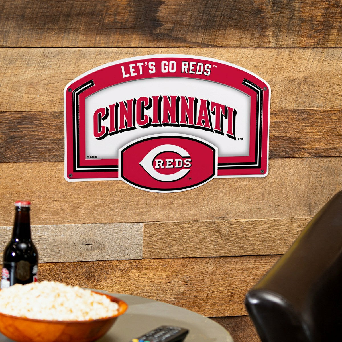 Cincinnati Reds USA Embossed Steel Wall Sign, 11" x 17", MLB, Home