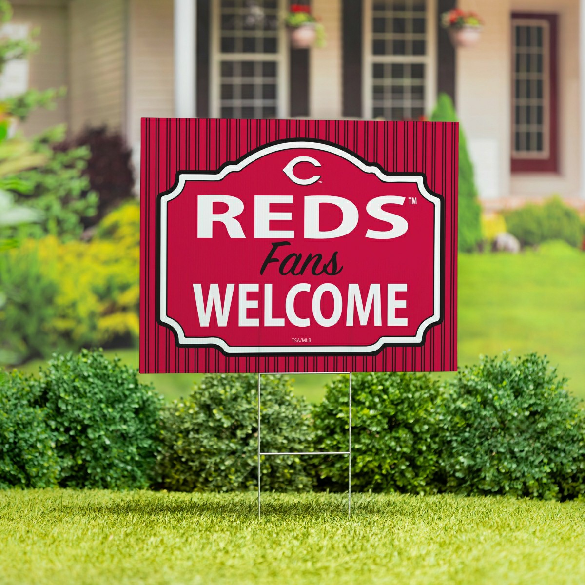 Cincinnati Reds Coroplast Yard Sign, "Fans Welcome", MLB, Home