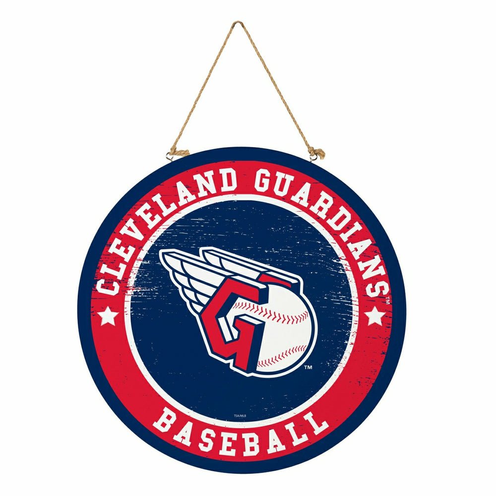 Cleveland Guardians Round Door Décor with Hanging Rope, 18x18, MLB, Home