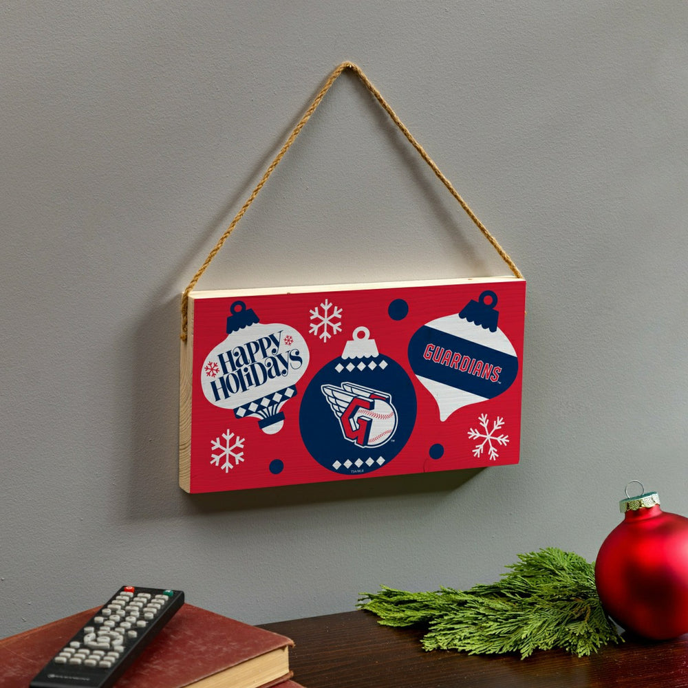 Cleveland Guardians Holiday Wood Wall Sign, 6x11, MLB, Home