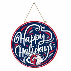 Cleveland Guardians Holiday Round Door Décor with Hanging Rope, 18x18, MLB, Home