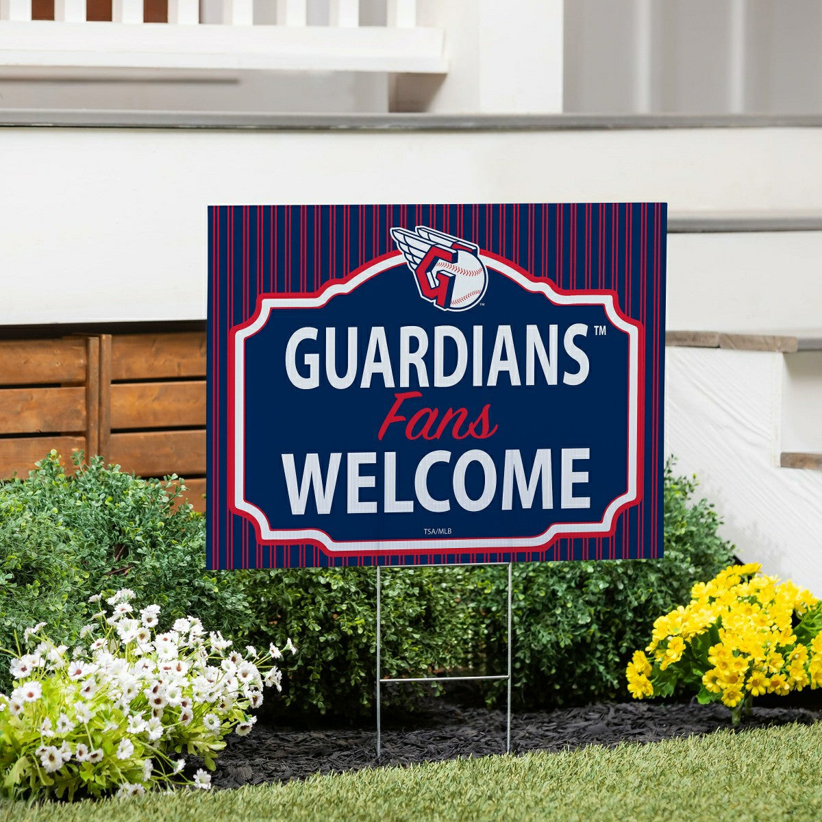 Cleveland Guardians Coroplast Yard Sign, "Fans Welcome", MLB, Home